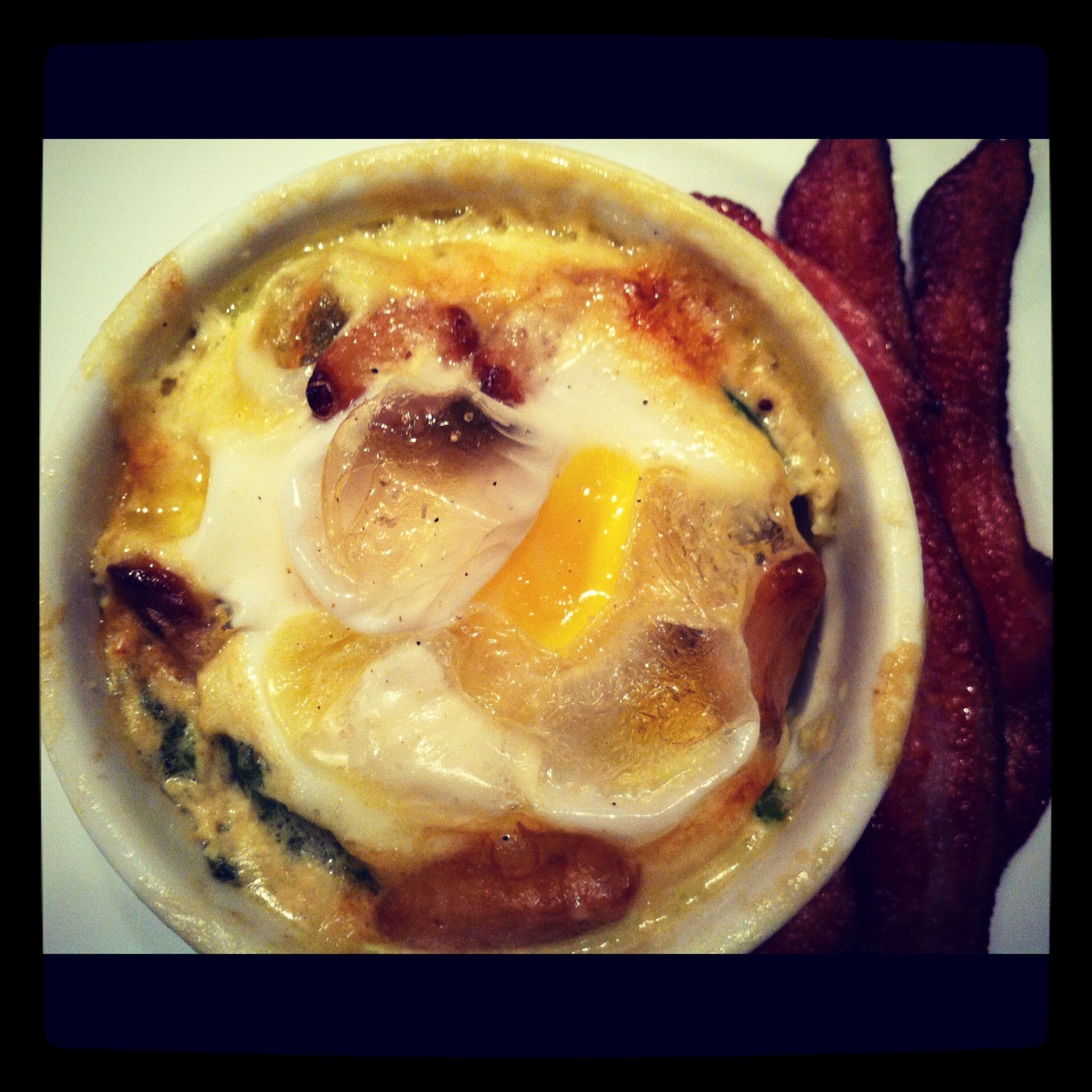 Baked Eggs with Spinach & Roasted Garlic