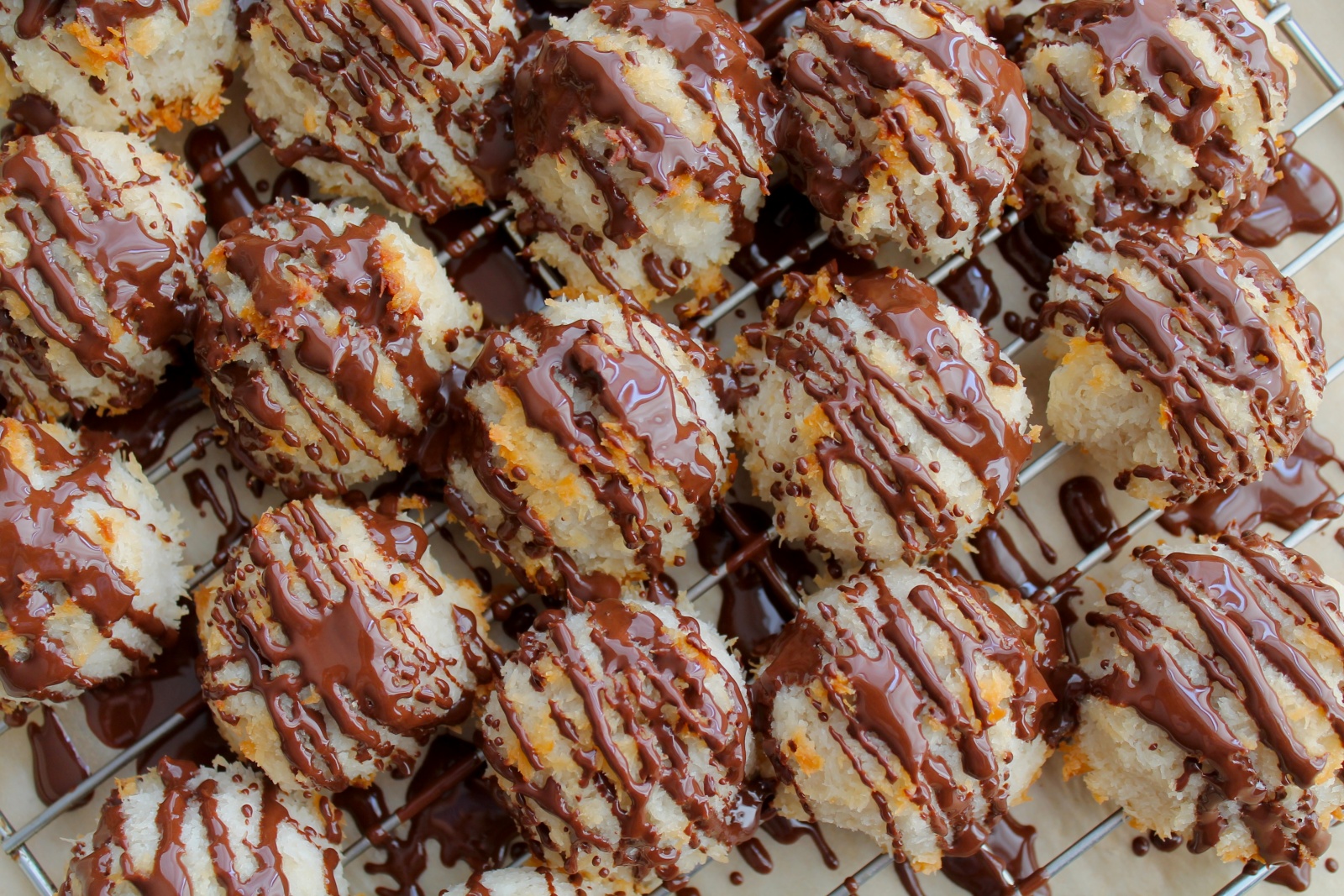 Chocolate Drizzled Coconut Macaroons