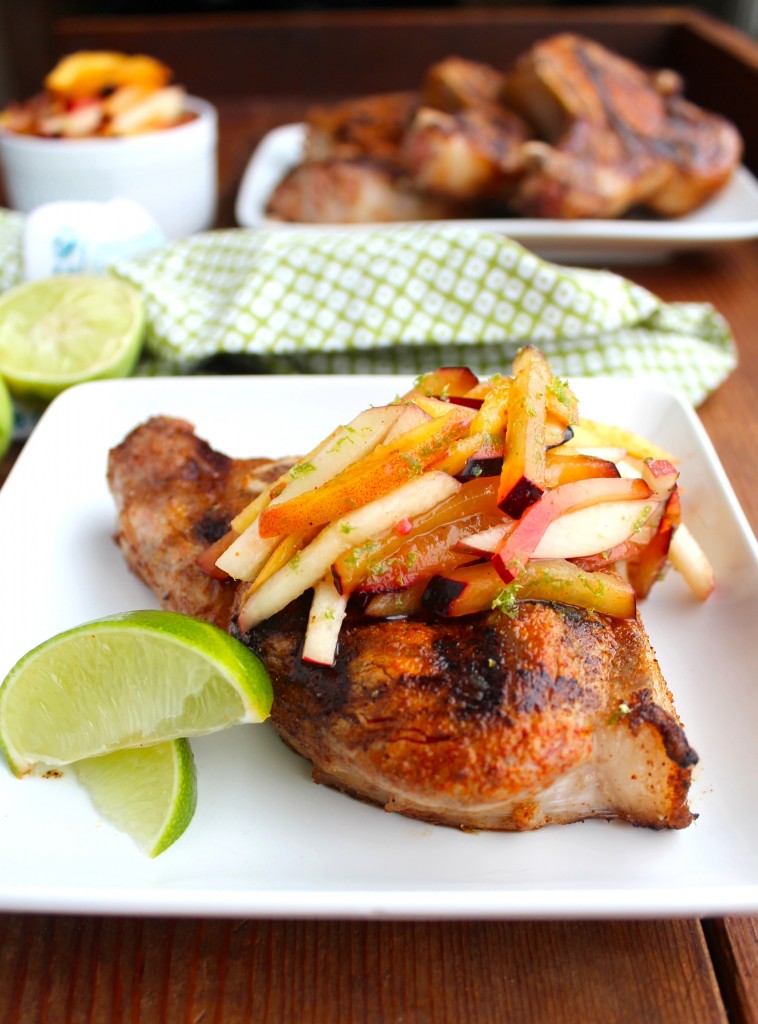 pork chops with stone fruit slaw