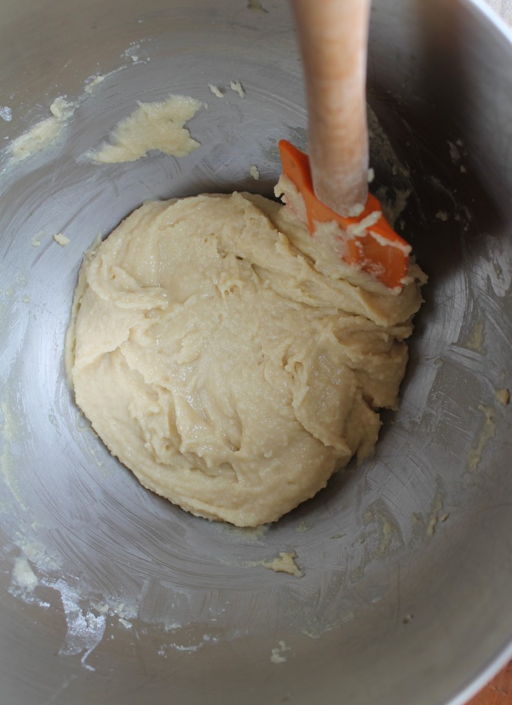 Gather the dough into somewhat of a ball with a rubber spatula. Again: sticky, but don't fret. 