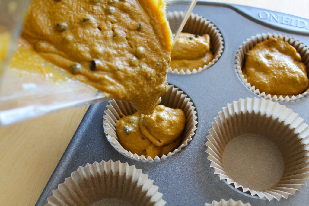 The batter can be poured straight from your blender into your muffin tins (or bread pan)