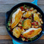 pan roasted chicken with bacon and apples