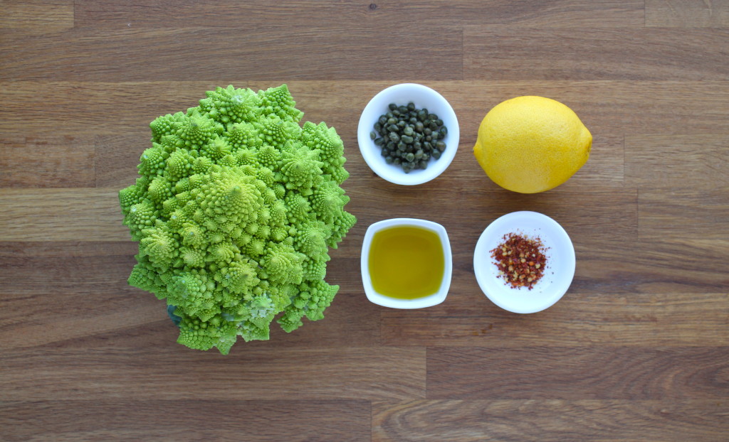 spicy roasted romanesco with lemon and capers 