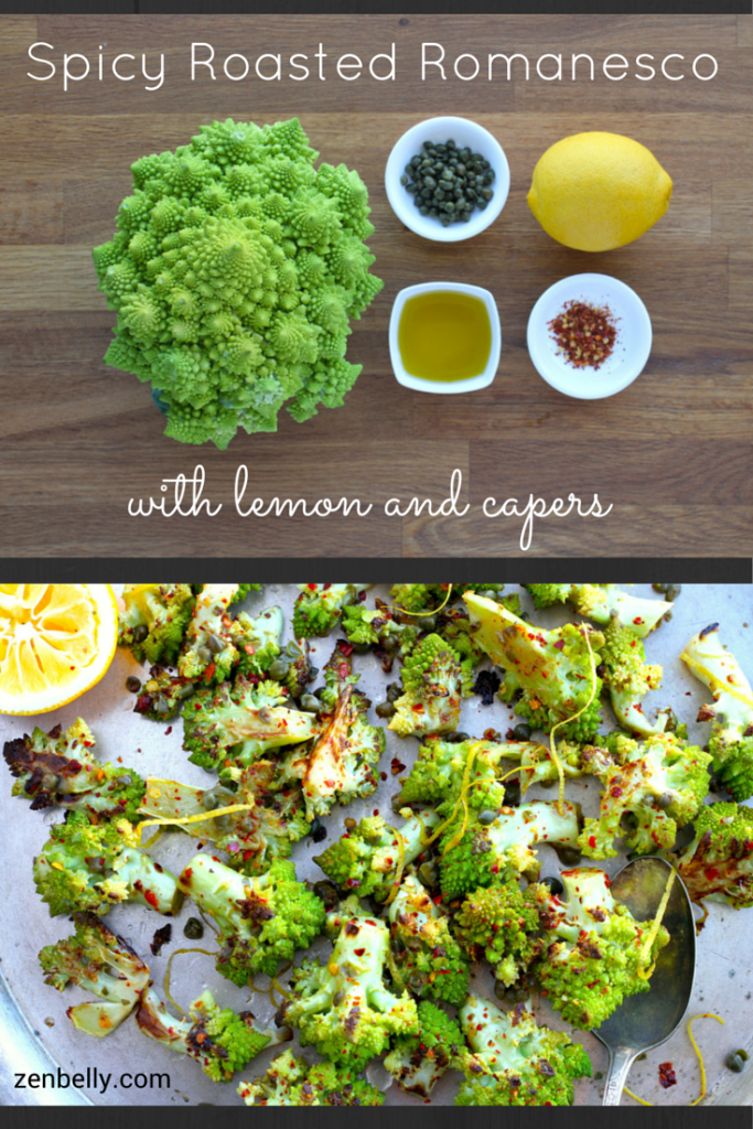 spicy romanesco with lemon and capers