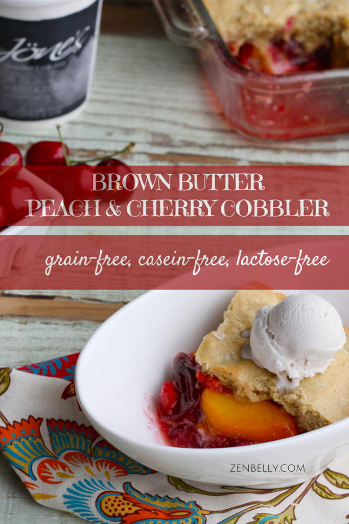 brown butter peach & cherry cobbler