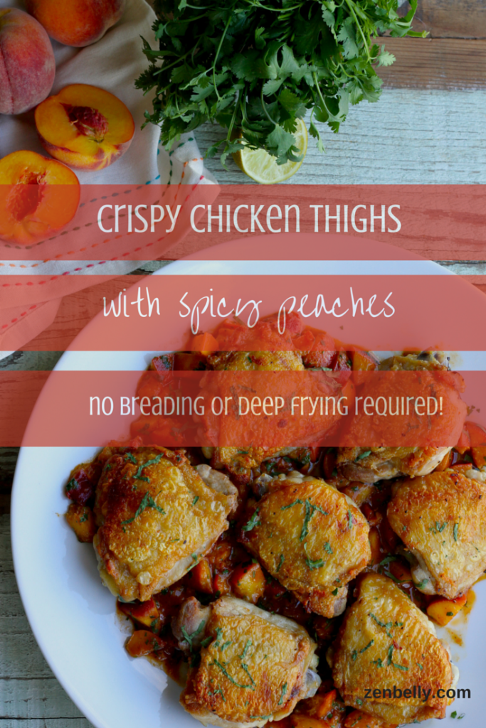 crispy chicken with spicy peaches 