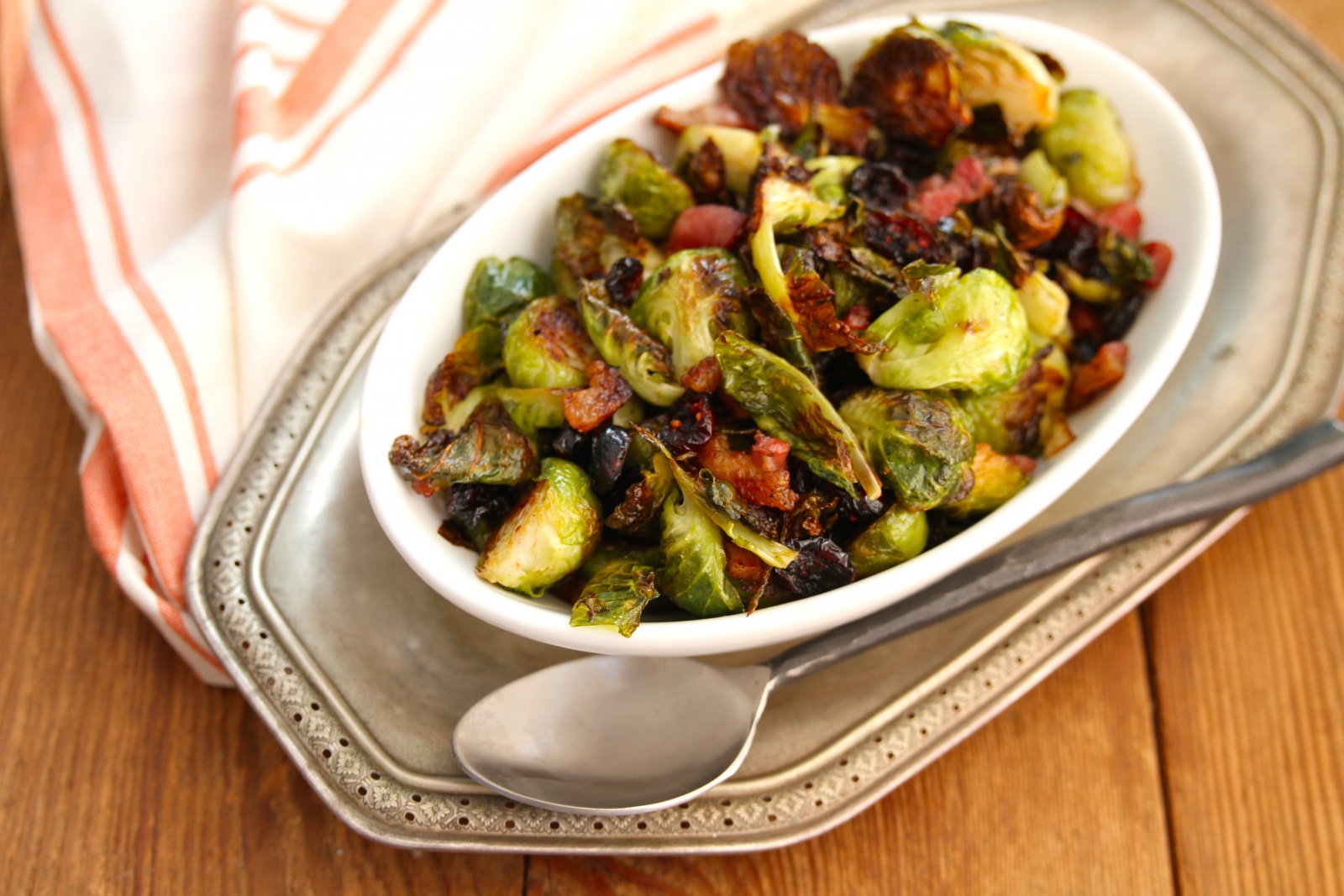 Roasted Brussels with Pancetta and Cranberries – 6 total ingredients