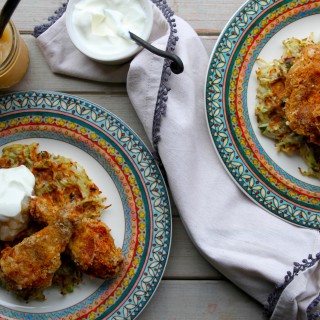 fried chicken and latke waffles