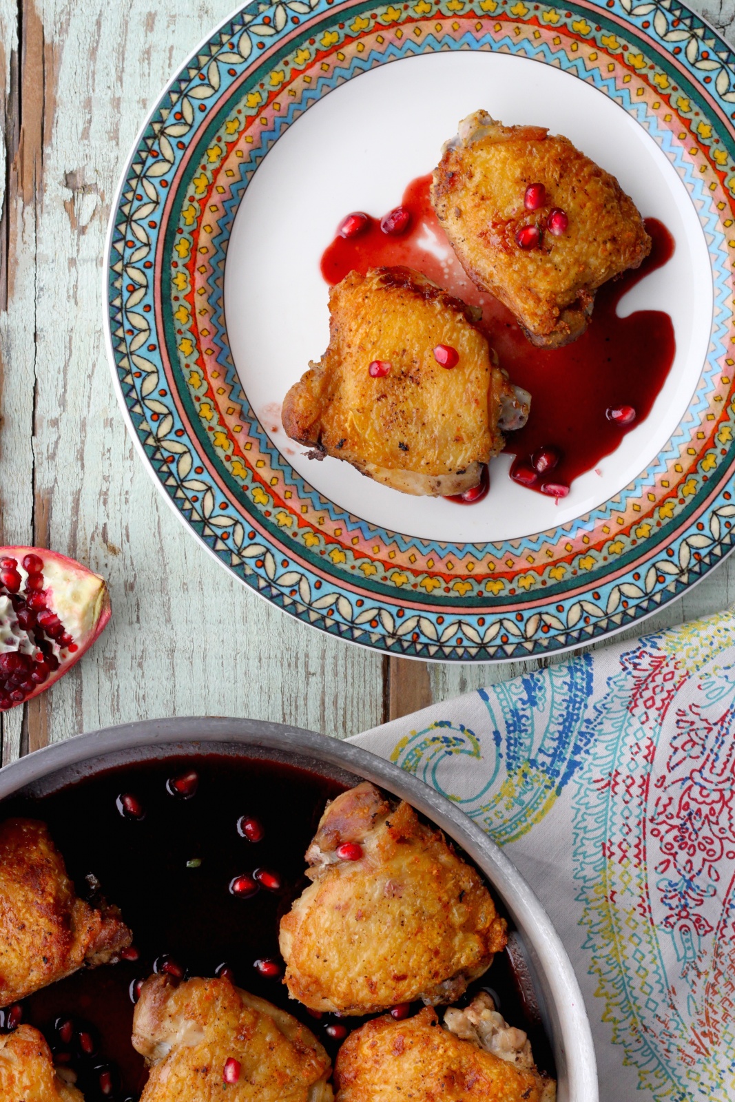 crispy-chicken-thighs-with-pomegranate-sauce-