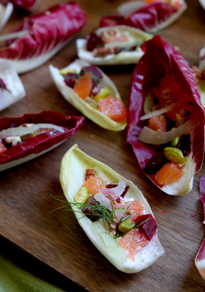 beet and orange endive boats