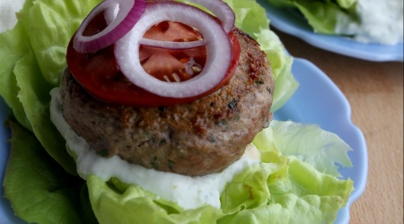 Lemon-Mint Lamb Burgers with Tzatziki