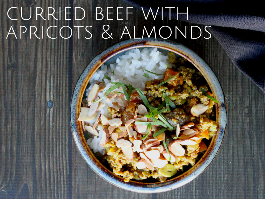curried beef with apricots and almonds