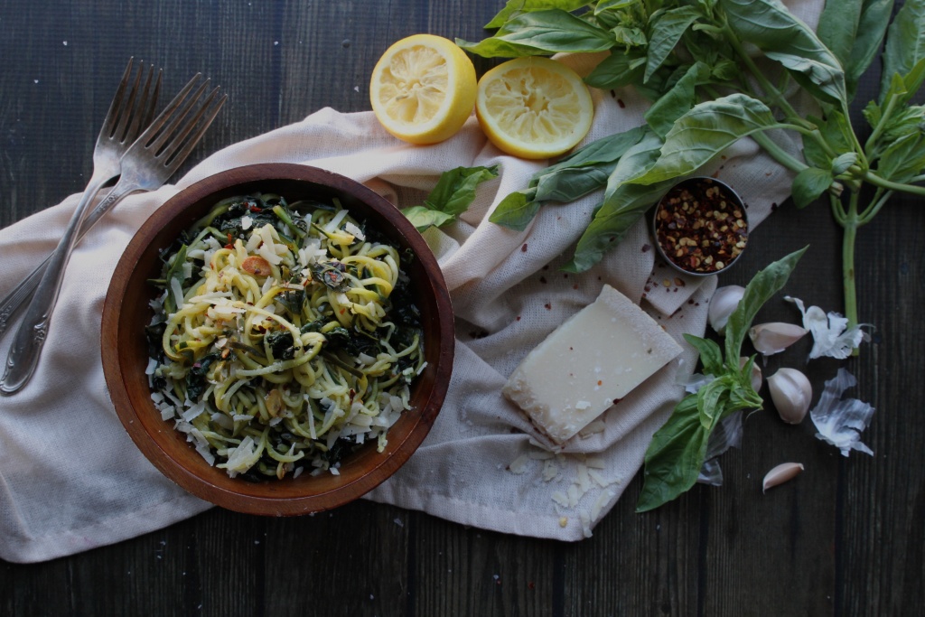 zoodles with kale and lemon