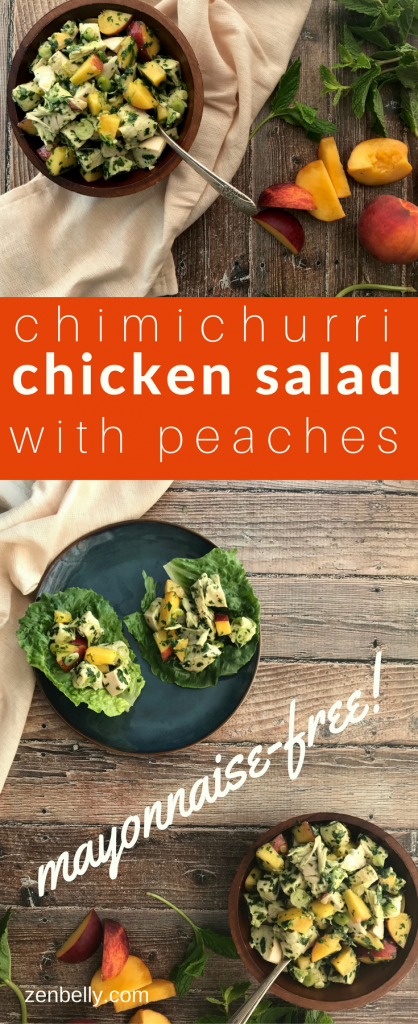chimichurri chicken salad with peaches