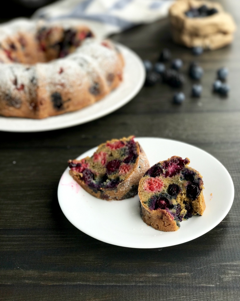 paleo triple berry bundt cake