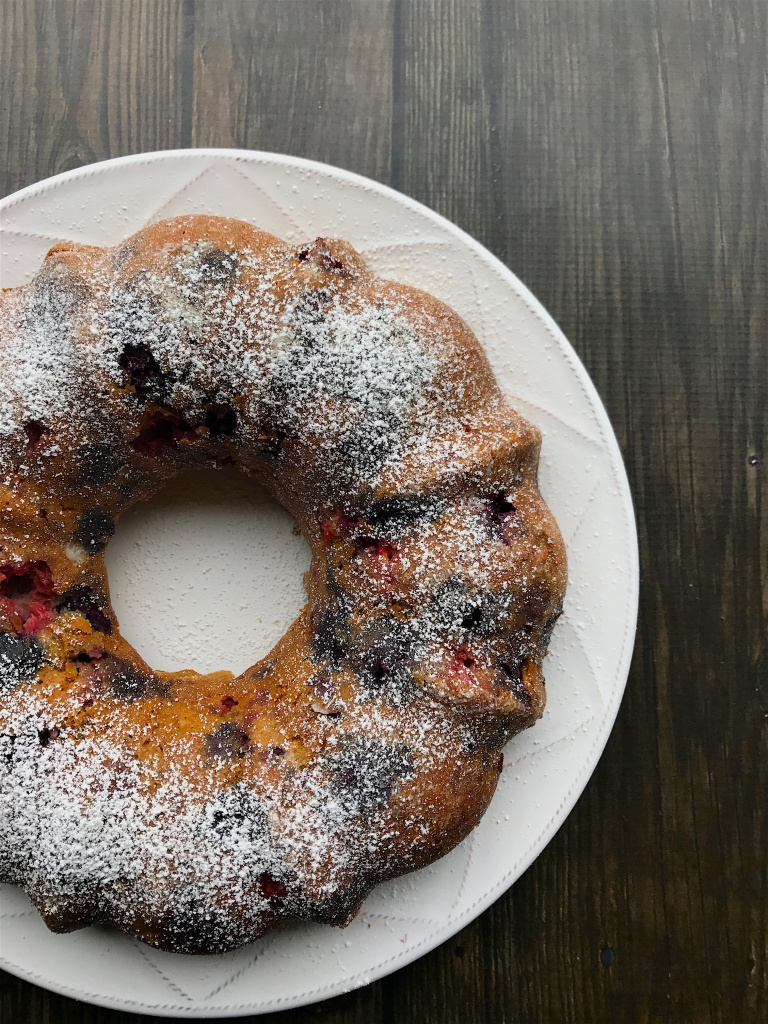 paleo triple berry bundt cake