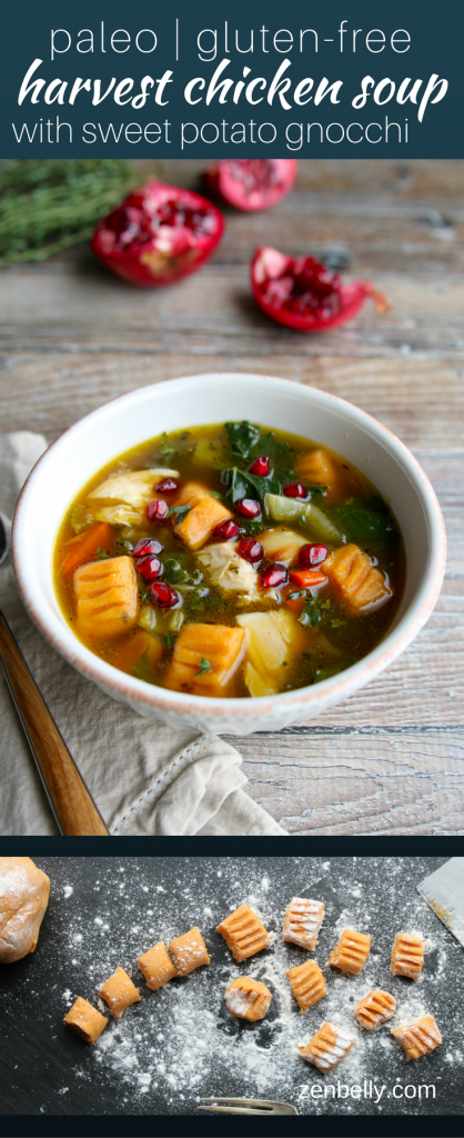 harvest chicken soup with sweet potato gnocchi