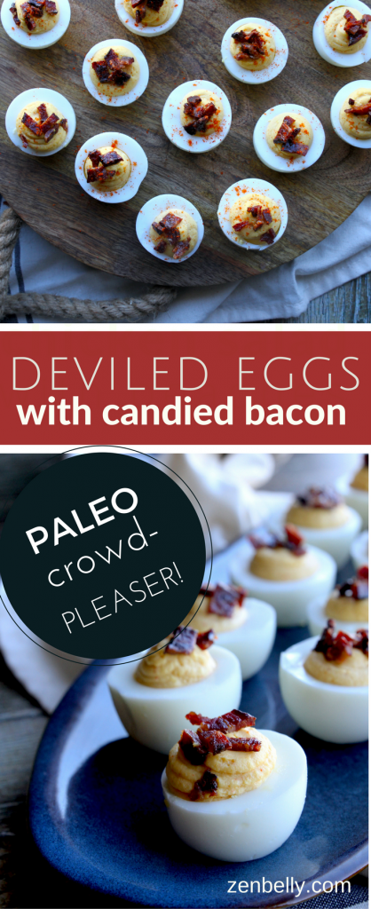 deviled eggs with candied bacon