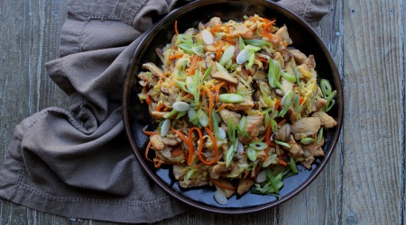 Gingery Chicken with Shiitakes and Cabbage