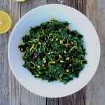kale salad with currants and pine nuts