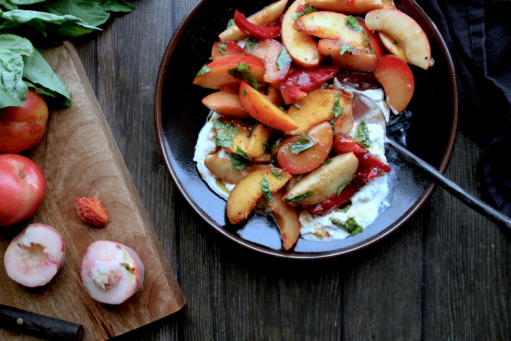 stone fruit burrata caprese