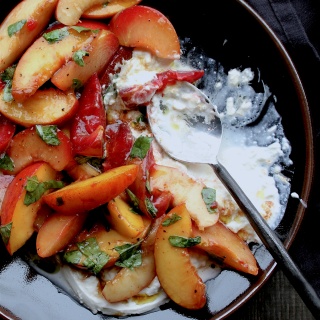 stone fruit burrata caprese