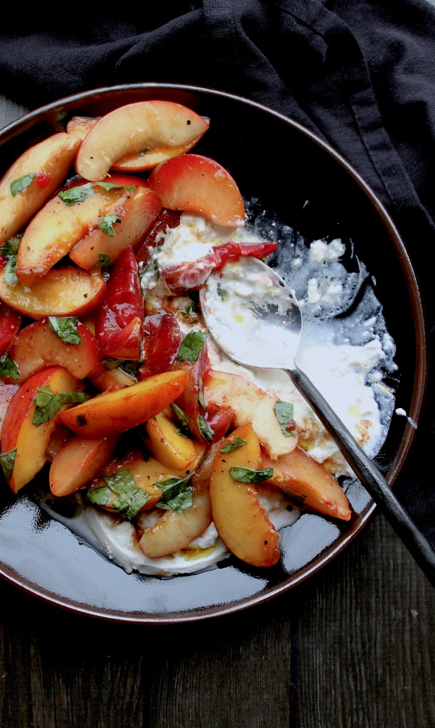 stone fruit burrata caprese