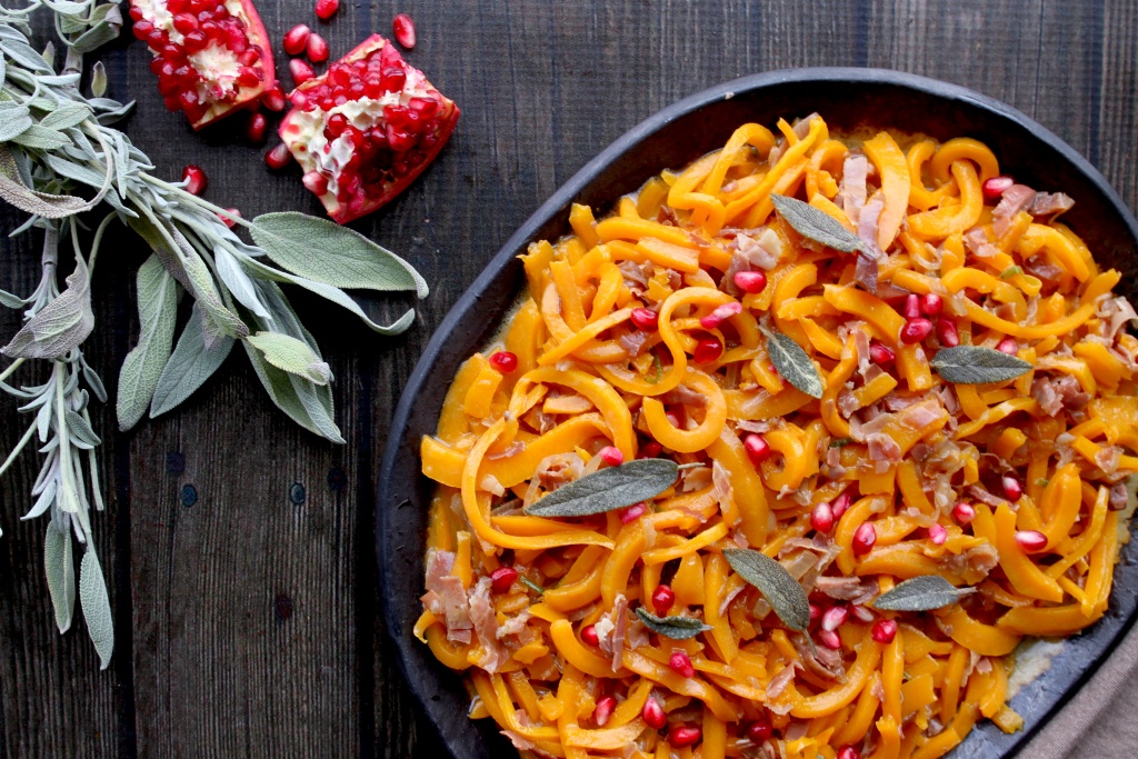 butternut squash noodles with prosciutto & sage
