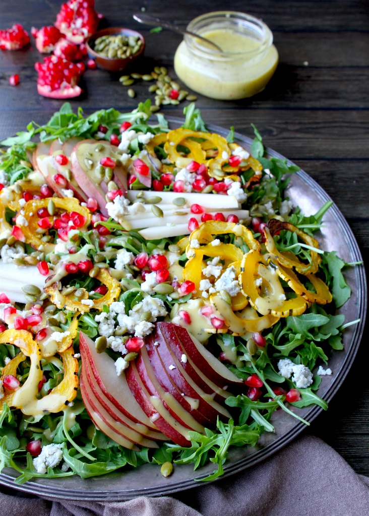 delicata, pear & pomegranate salad