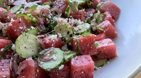 Watermelon Salad with Cucumbers, Mint & Feta