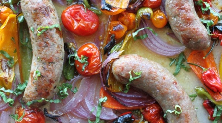 sheet pan sausage and peppers – easiest supper ever