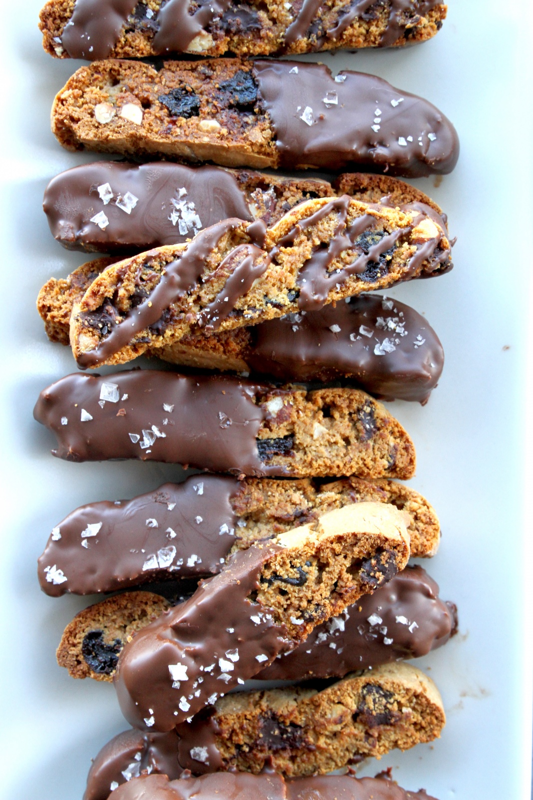 chocolate cherry almond biscotti olive oil ganache zenbelly