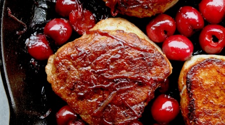 Pork Chops with Cherries & Bourbon