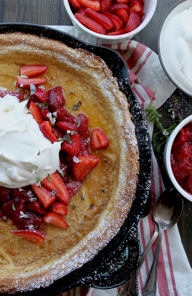 dutch baby with strawberries and cream