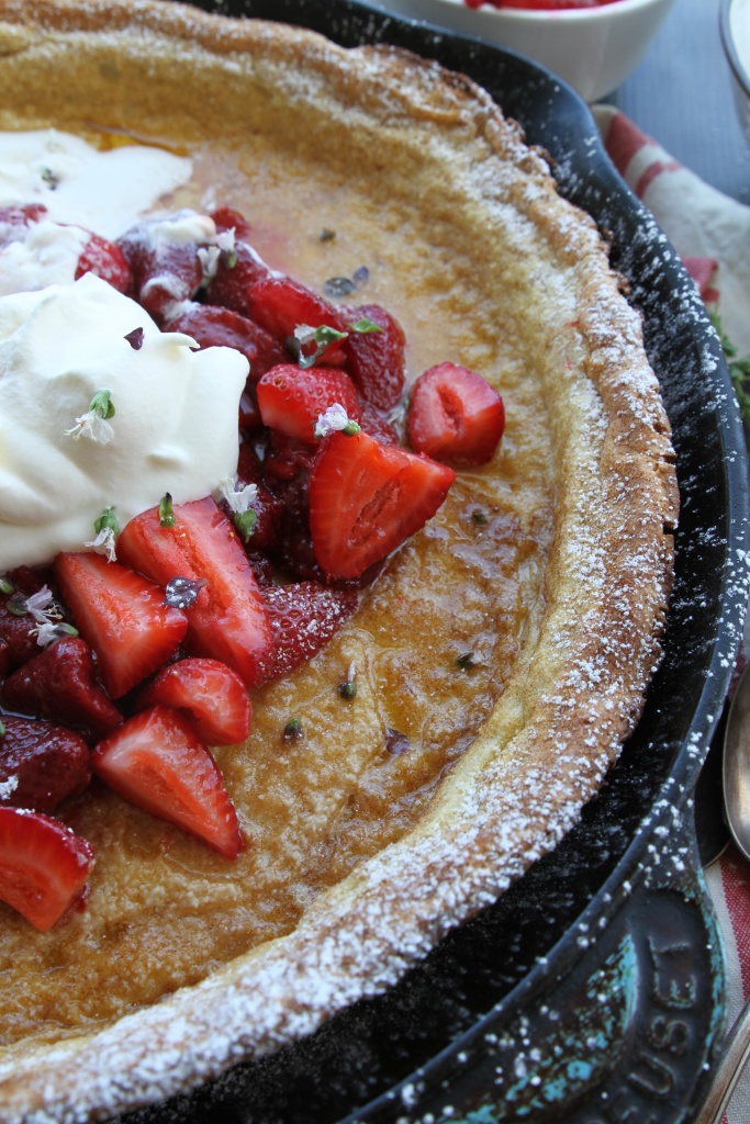 dutch baby with strawberries and cream