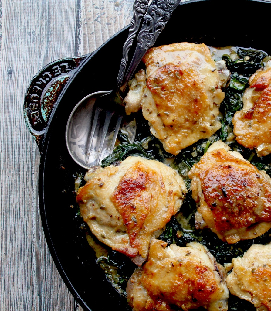 one skillet chicken and spinach