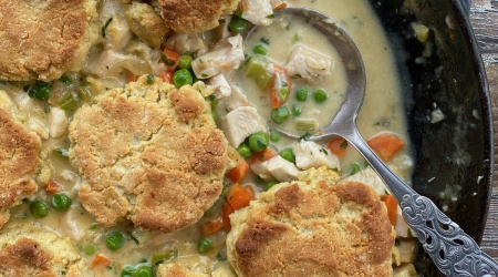 simple biscuit-topped chicken pot pie (gluten-free, dairy-free)