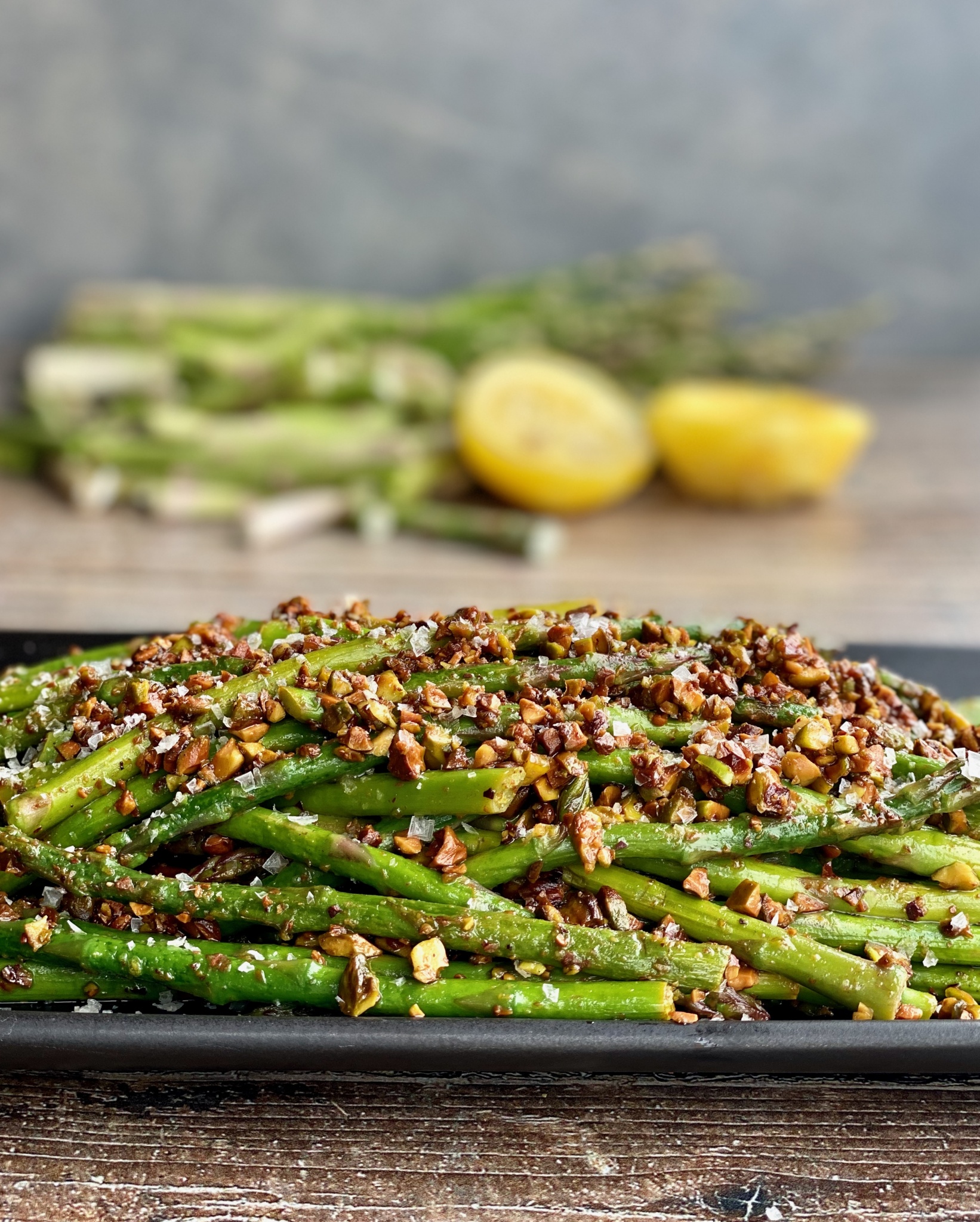 pencilthin asparagus with brown butter and pistachios 4 ingredients