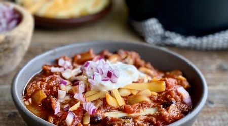 Beef and Bacon Chili with Black Beans and Beer
